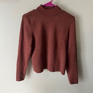 Copper Lurex Mock Neck Sweater/Size M